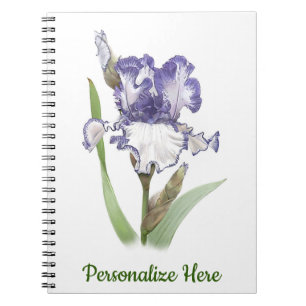 Carnet Iris gaufé blanc et violet