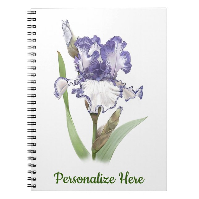 Carnet Iris gaufé blanc et violet (Devant)