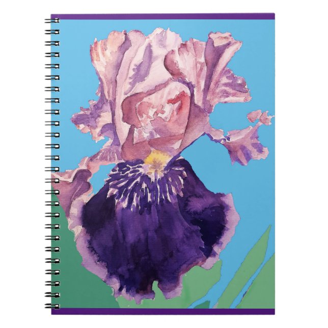 Carnet Iris iris glorieux violet fleurs d'aquarelle Art (Devant)