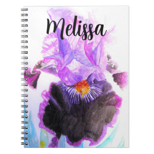 Carnet Iris Pourpre Fleur Aquarelle Floral Anniversaire