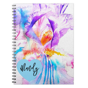 Carnet Iris Pourpre Irises Aquarelle Fleur Nom de Femme