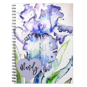 Carnet Iris Violet Irises Aquarelle Fleur Nom de Femme