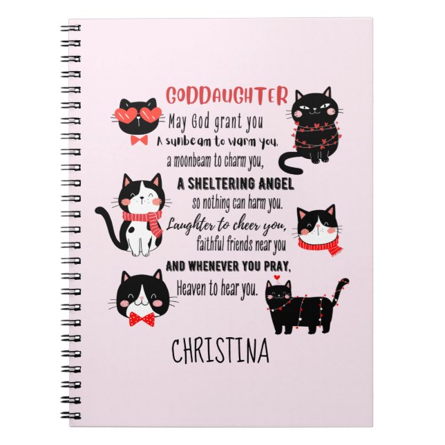 Carnet Irish Blessing for Teenage Godgirl Cute Cats (Devant)