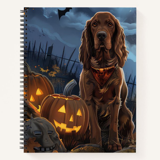 Carnet Irish Red Setter Halloween Éffrayant (Devant)