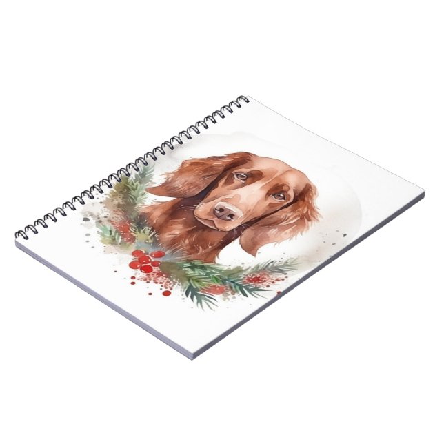 Carnet Irlandais Red Setter Festive Wreath Pup (Côté gauche)