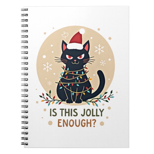 Carnet Is This Jolly Enough Funny Black Cat Christmas Tre (Devant)