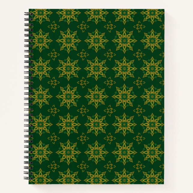 Carnet Islamique Arabesque Or Émeraude (Devant)