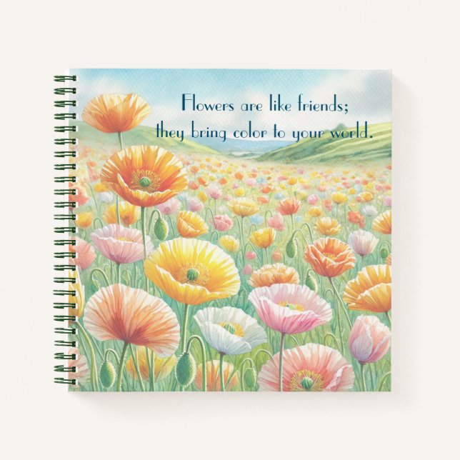 Carnet Islande Poppy Field & Quote (Devant)