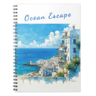 Carnet Italian Seaside Town Watercolor Ocean Escape