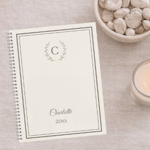 Carnet Ivoire taupe Monogramme Luxe Personnalisé Silencie