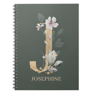 Carnet J Monogram Floral Personnalisé