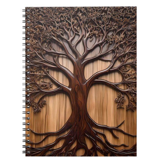 Carnet Jacaranda Tree Bois de la sculpture, (Devant)