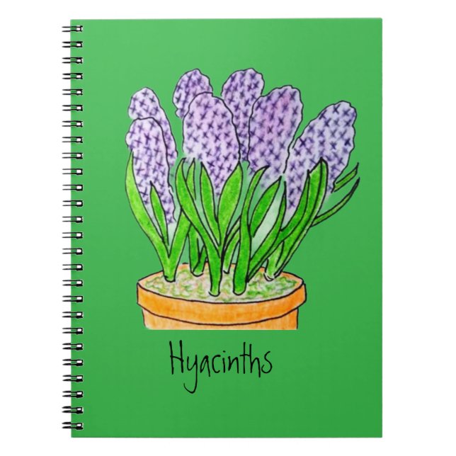 Carnet Jacinthes violettes dans un pot (Devant)