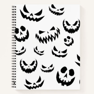 Carnet Jack-o'-lantern face Citrouille noir et blanc