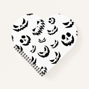 Carnet Jack-o'-lantern face Citrouille noir et blanc