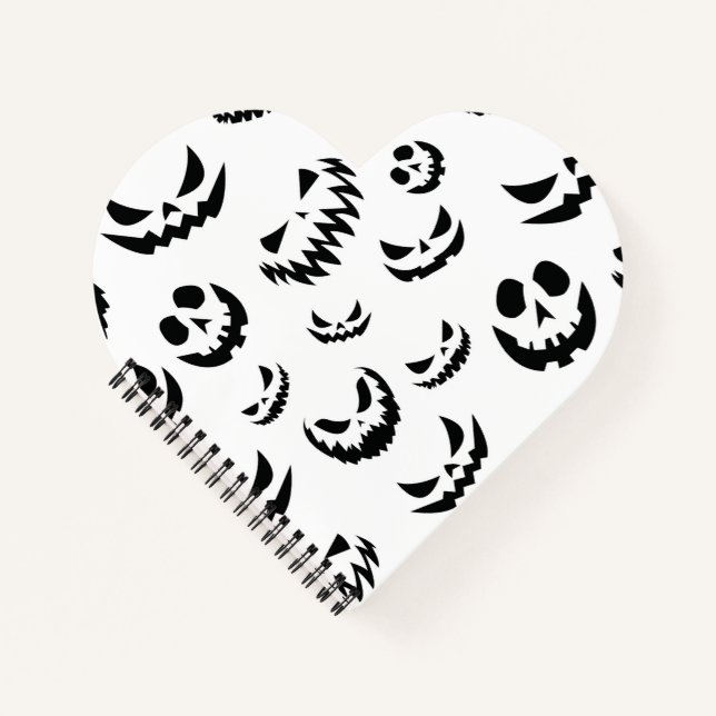 Carnet Jack-o'-lantern face Citrouille noir et blanc (Devant)