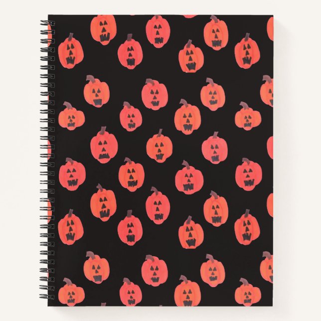 Carnet Jack-o-lanternes d'Halloween en noir (Devant)
