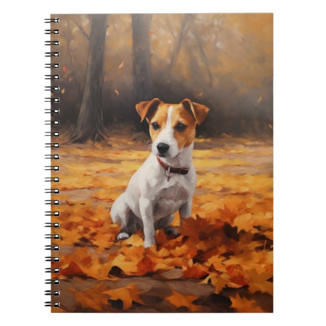 Carnet Jack Russell à l'automne Feuilles automne Inspire (Devant)