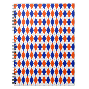 Carnet Jacquard orange et bleu diamant
