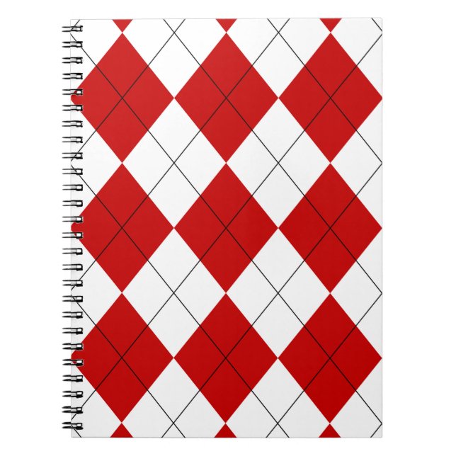 Carnet Jacquard preppy Tartan Diamond Plaid Rouge Blanc (Devant)