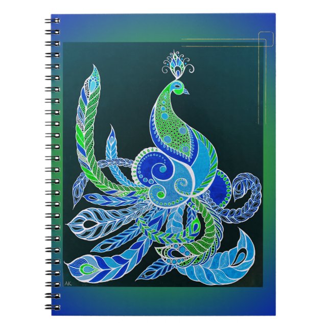 Carnet Jade Majesty Elegant Vert et bleu paon (Devant)