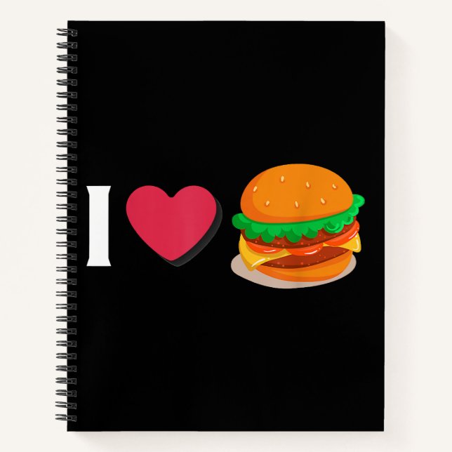 Carnet J'adore Burger Cheeseburger Manger Malsain  (Devant)