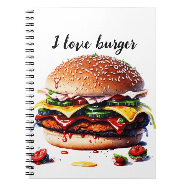 Carnet J'adore le hamburger (Devant)