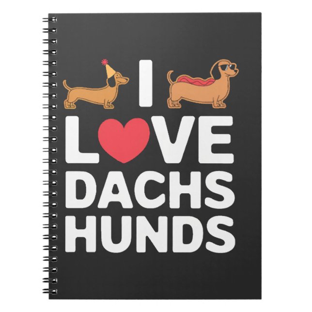 Carnet J'adore les Illustrations Amusantes de Dachshunds  (Devant)