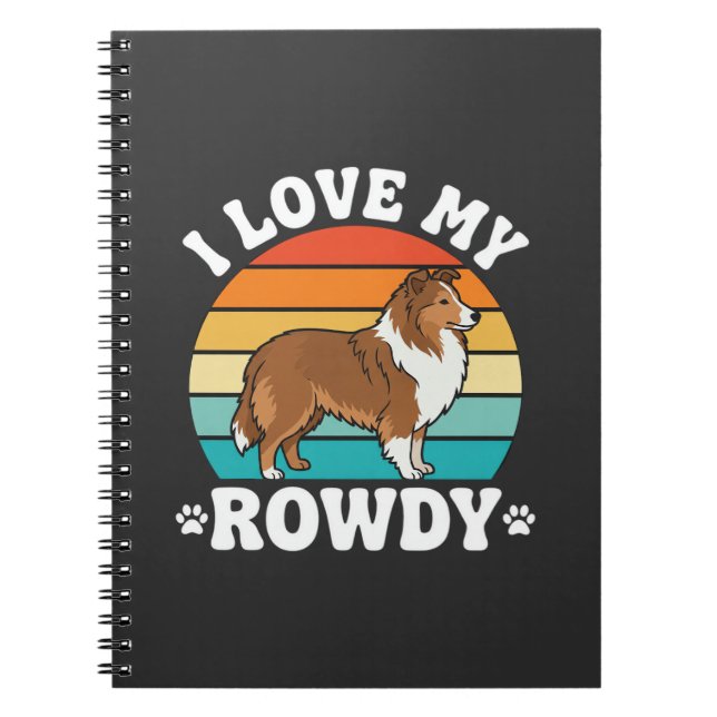 Carnet J'adore mon Sheltie rétro turbulent (Devant)