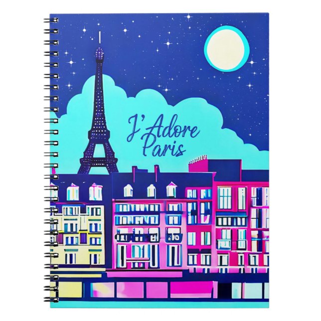 Carnet J'adore Paris - Imaginaire Paris sous une Pleine l (Devant)