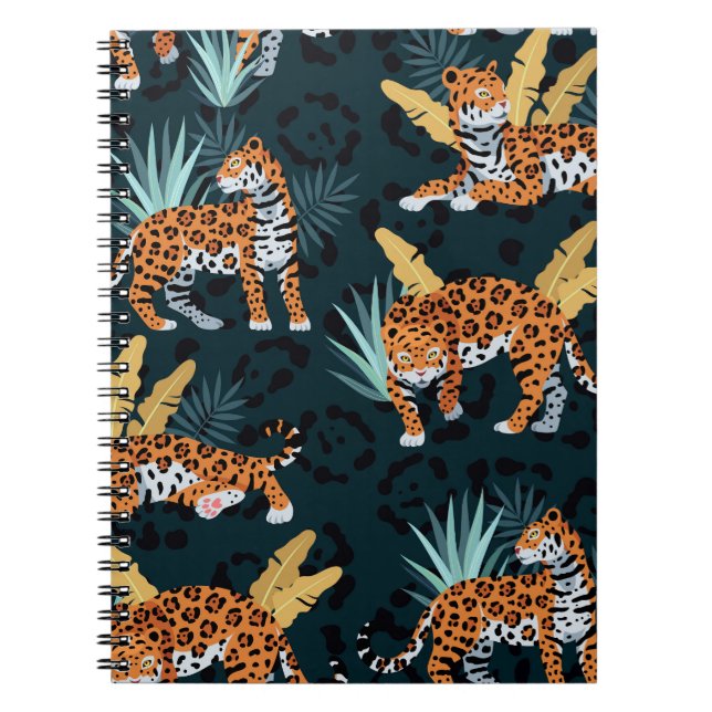 Carnet Jaguar Palms sans couture Motif Vintage (Devant)