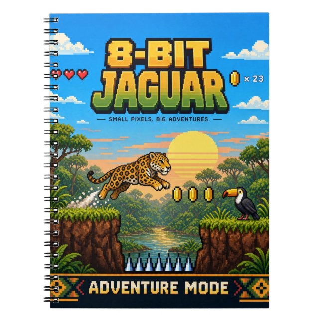 Carnet Jaguar, Rétro Pixel Art 8-Bit (Devant)