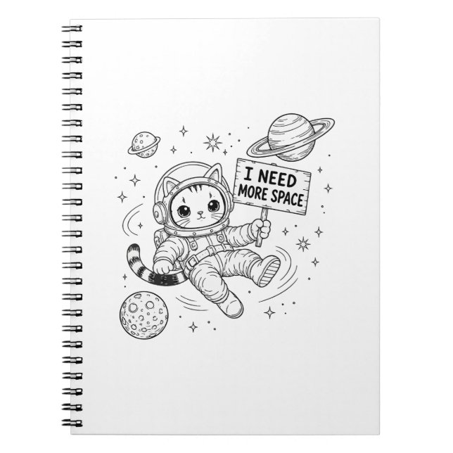 Carnet J'ai Besoin De Plus D'espace Drôle Chat Astronaute (Devant)
