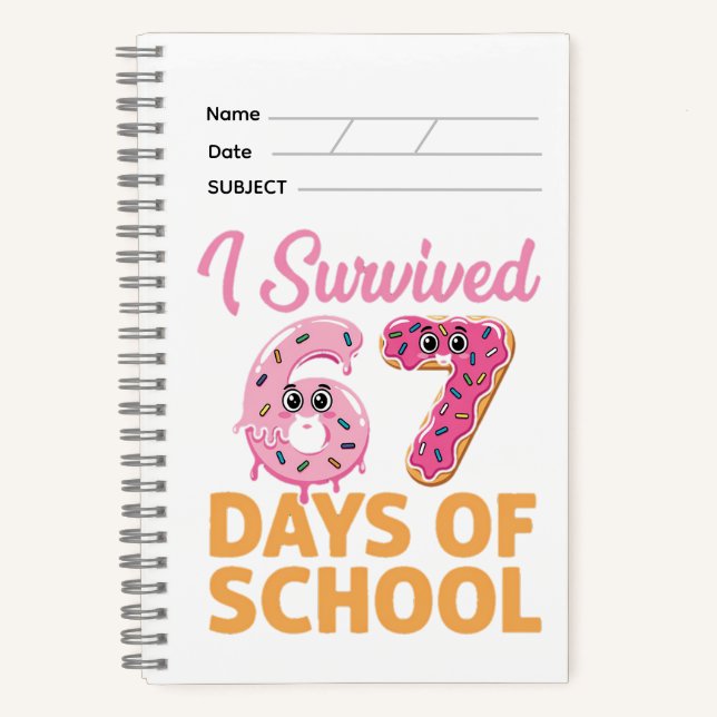Carnet J'ai survécu à 67 jours d'école Funny Donut  (Recto)