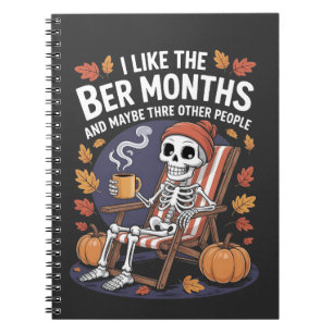 Carnet J'aime les mois Ber Funny Skeleton Éffrayant Xmas