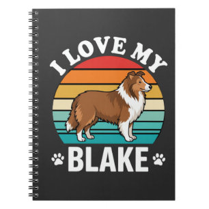 Carnet J'aime mon chien Colley Sunset Rétro