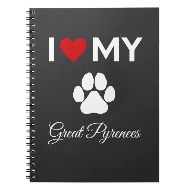 Carnet J'aime mon chien des Grands Pyrénées (Devant)