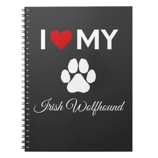 Carnet J'aime mon chien irlandais Wolfhound texte personn (Devant)
