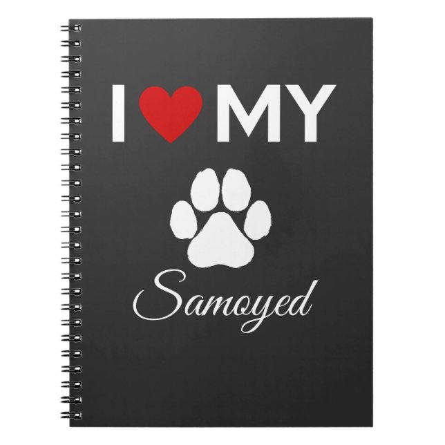 Carnet J'aime mon chien Samoyé texte personnalisé (Devant)