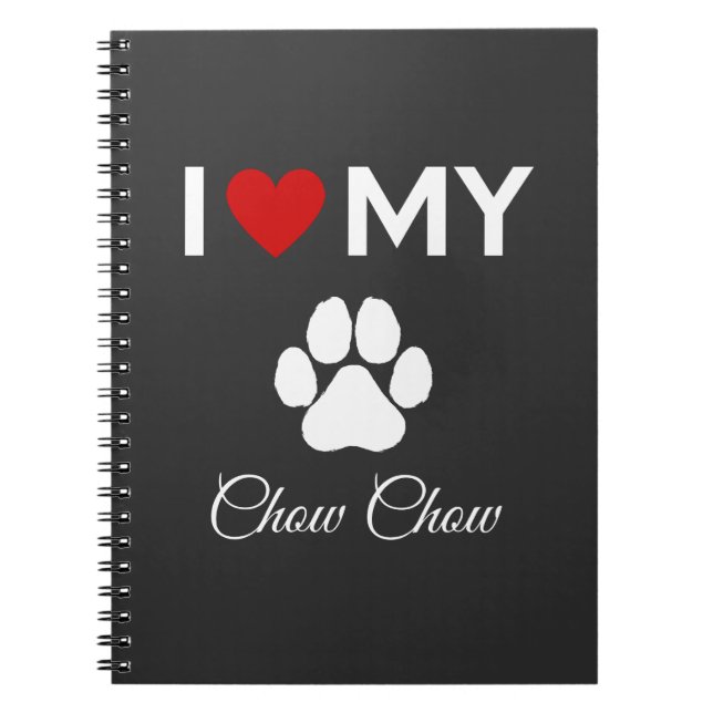 Carnet J'aime mon Chow Chow chien texte personnalisé (Devant)
