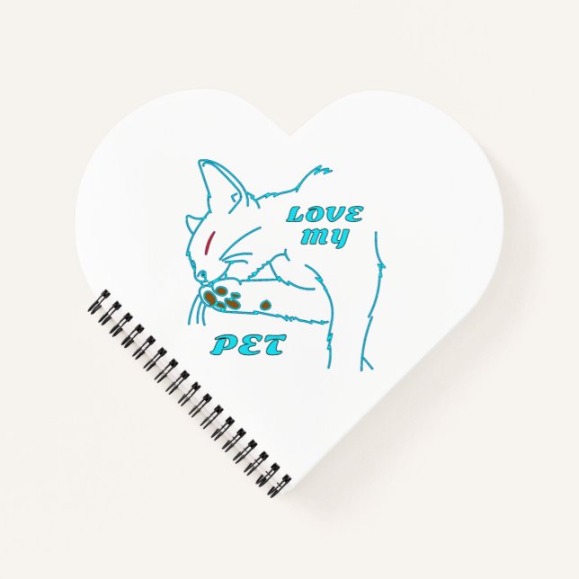 CARNET J'AIME MON CUTE AQUA PET CAT (Devant)