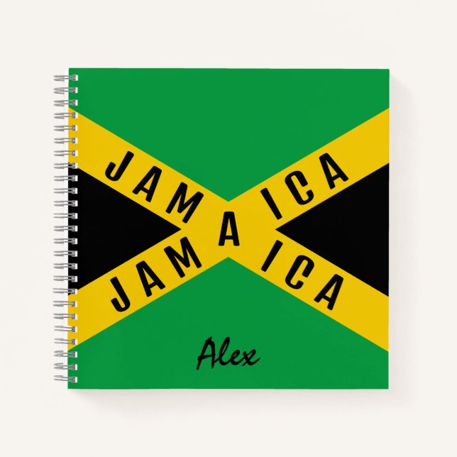 Carnet Jamaïque Green Black & Gold Jamaïcain Nom du drape
