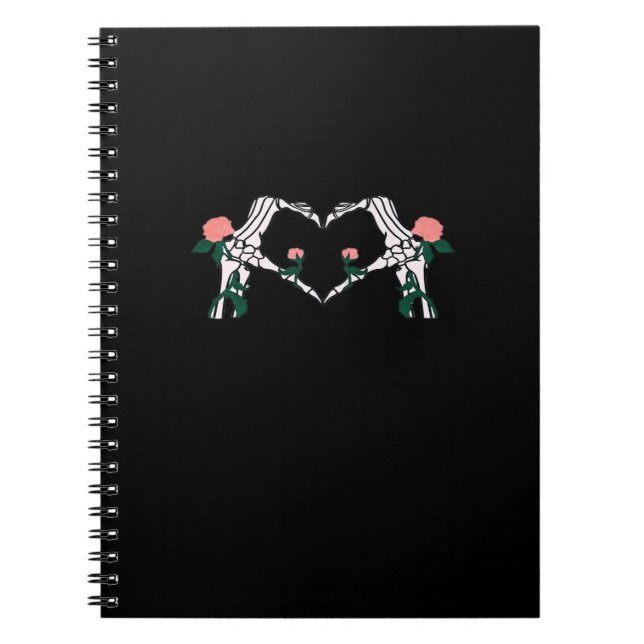 Carnet Jamais Wilts - Squelette Mains Roses (Devant)