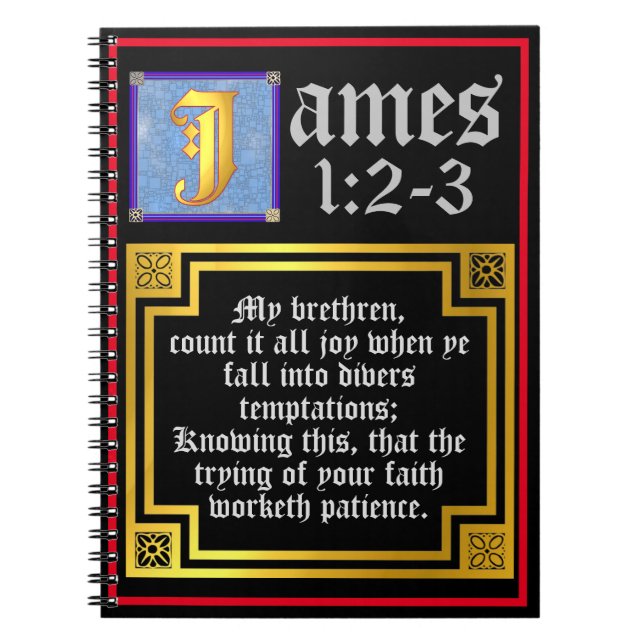Carnet James 1:2 1:3 Citation biblique du KJV éclairé (Devant)