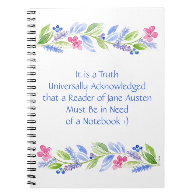 Carnet Jane Austen Motto Floral Spiral (Devant)