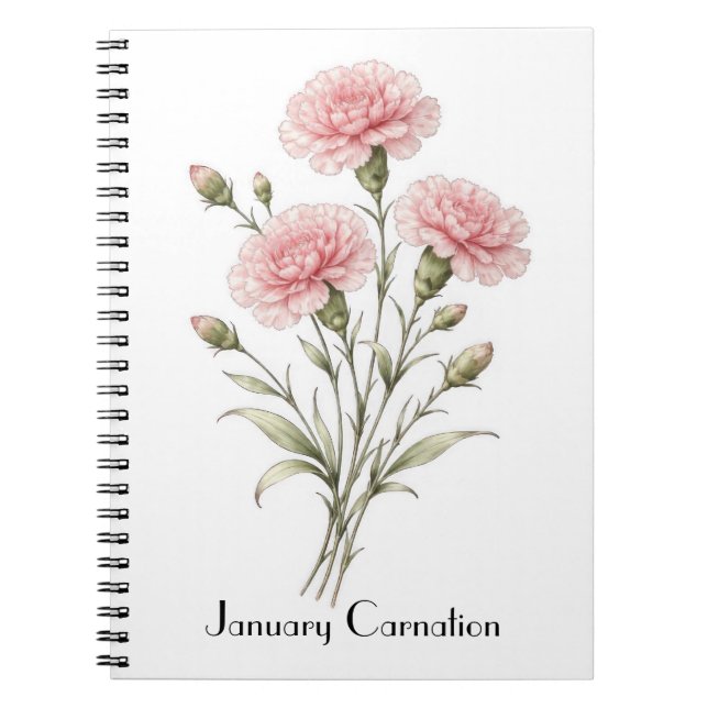 Carnet January Carnation Flowers  (Devant)