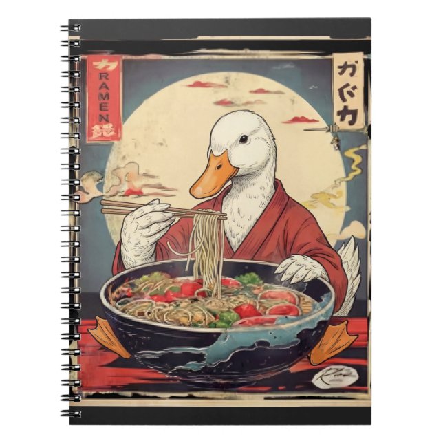 Carnet Japanese Art Duck Eating Ramen Ukiyo for students  (Devant)