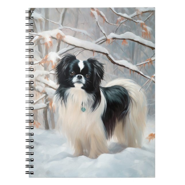 Carnet Japanese Chin Noël neige tombe (Devant)