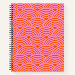 Carnet Japon Vague Seigaiha Motif Preppy Orange rose