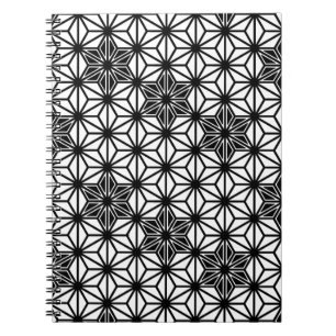 Carnet Japonais Asanoha motif - blanc et noir